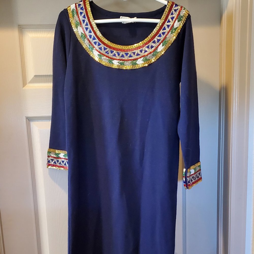 Vintage, beaded 80's knit dress